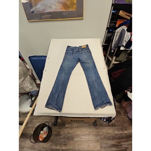 Hollister Skinny Jeans Men's 28x30 Blue Straight Button Fly Dark Wash Distressed - Picture 7 of 7